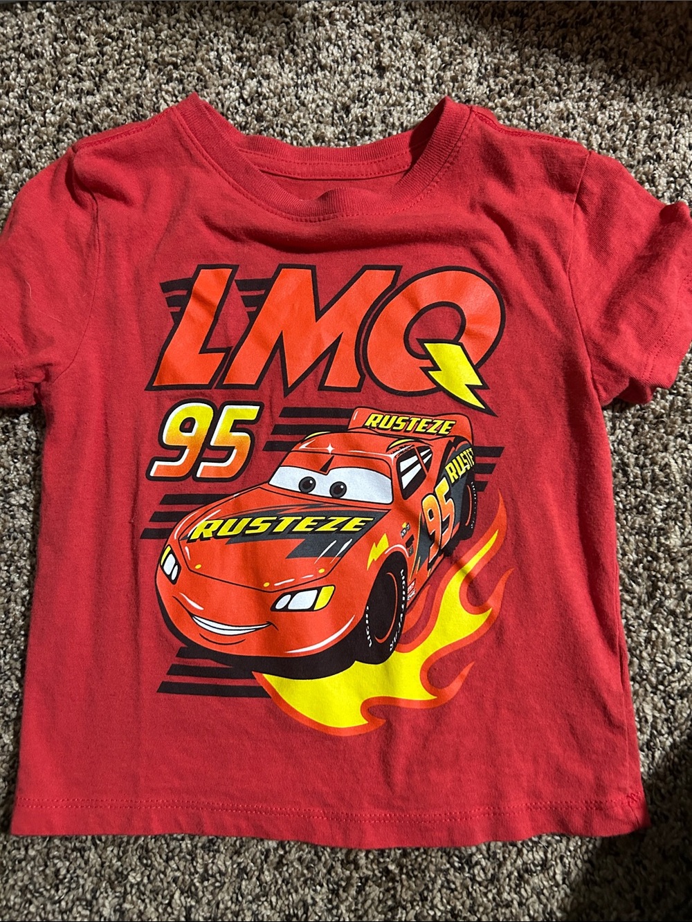 Disney Red Lightning McQueen Graphic Tee with Yellow Accents